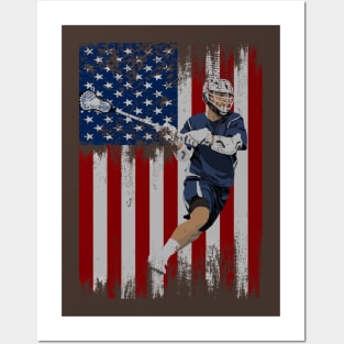 lacrosse american flag Posters and Art